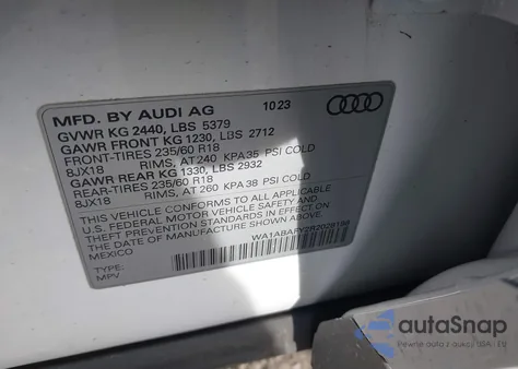 2024 Audi Q5 Premium 40 Tfsi Quattro S Tronic z USA, uszkodzony, nr VIN WA1ABAFY2R2028198